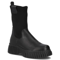 Skórzane botki na platformie Filippo DBT7163/25 BK czarne