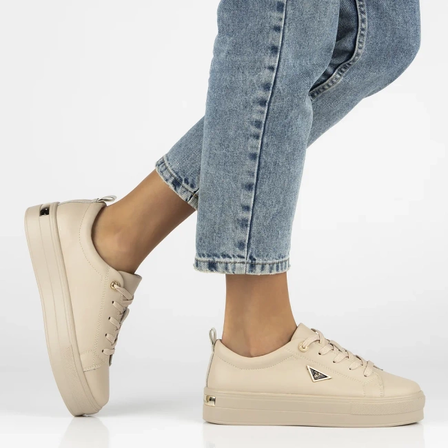 Skórzane półbuty na platformie Filippo DP3533/25 BE L beżowe