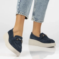 Skórzane półbuty na platformie Filippo DP6809/25 NV granatowe