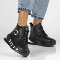 Leather ankle boots DBT4214/25 BK WH black