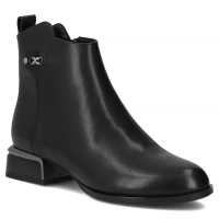 Skórzane botki na obcasie Filippo DBT7382/25 BK czarne