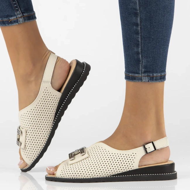 Skórzane sandały Filippo DS6032/25 BE beżowe