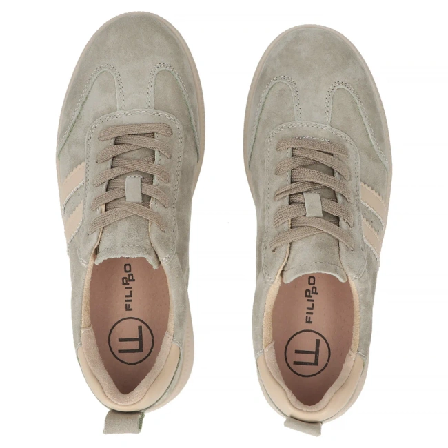 Skórzane sneakersy Filippo DP7508/26 KH khaki