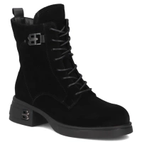 Skórzane botki na obcasie Filippo DBT7181/25 BK czarne