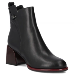 Skórzane botki na obcasie Filippo DBT7363/25 BK RD czarne