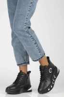 Leather ankle boots DBT4214/25 BK WH black