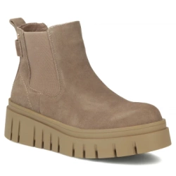 Skórzane botki na platformie Filippo DBT7266/25 TP taupe