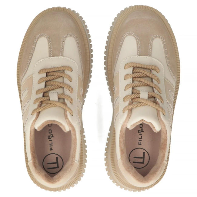 Skórzane sneakersy Filippo DP7111/25 BE beżowe