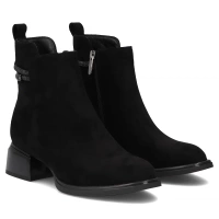 Skórzane botki na obcasie Filippo DBT7444/25 BK czarne