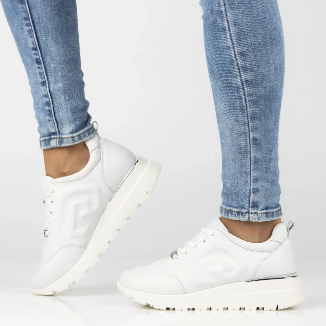 Skórzane sneakersy Filippo DP6849/25 WH białe