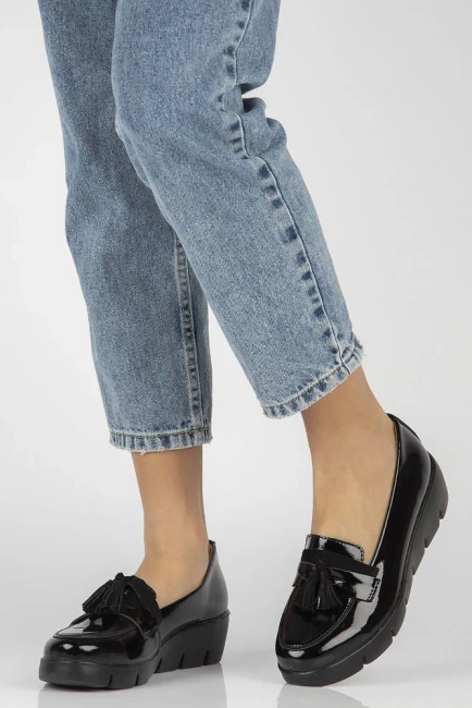 Skórzane półbuty na koturnie Filippo DP3162/24 BK L czarne