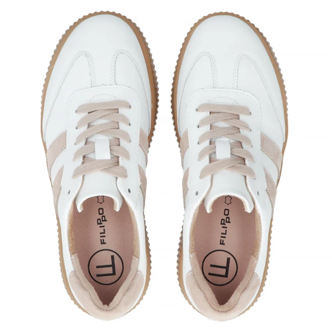 Skórzane sneakersy Filippo DP6776/25 WH BE biało beżowe
