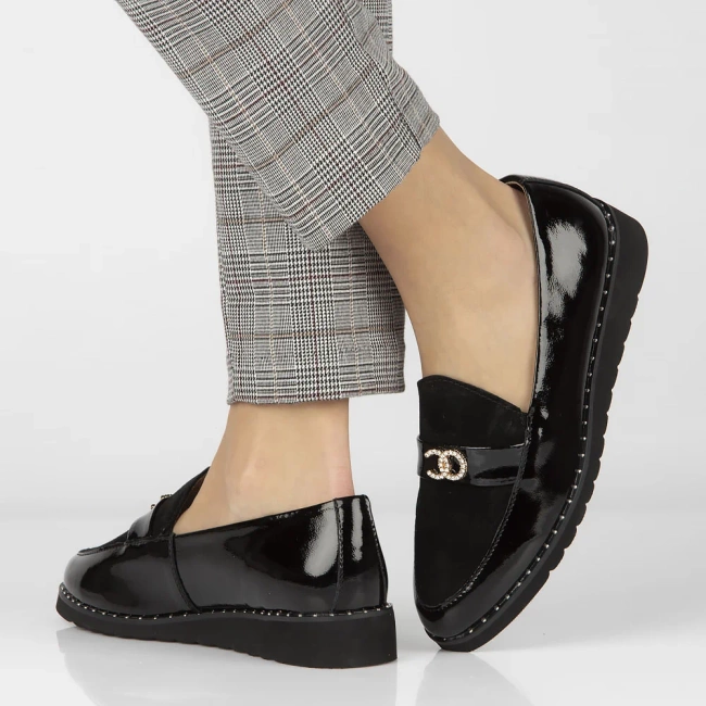 Skórzane mokasyny Filippo DP1515/24 BK czarne