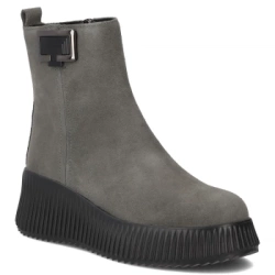 Skórzane botki na platformie Filippo DBT6392/25 GR szare
