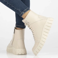 Skórzane trzewiki Filippo DBT6312/25 BE beżowe