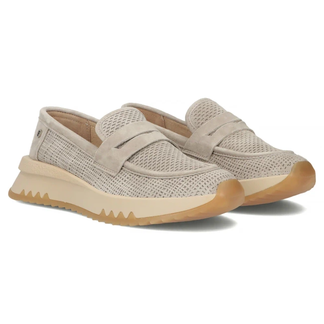 Skórzane półbuty na platformie Filippo DP6748/25 BE beżowe