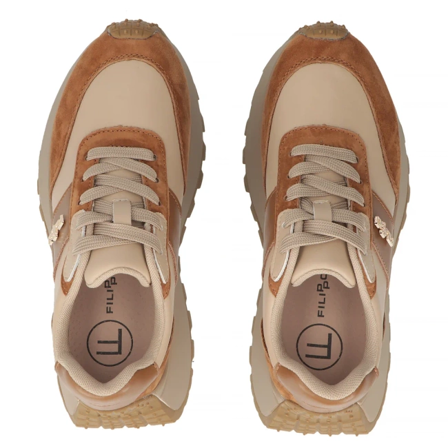 Leather sneakers Filippo DP6785/25 BR BE brown