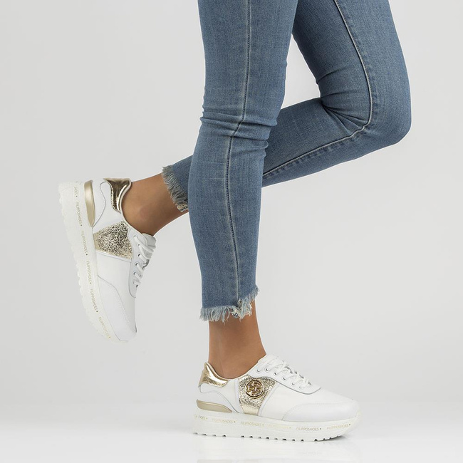 Skórzane Sneakersy Filippo DP3688/22 WH GO białe