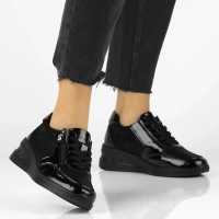 Skórzane półbuty na koturnie Filippo DP6352/25 BK czarne