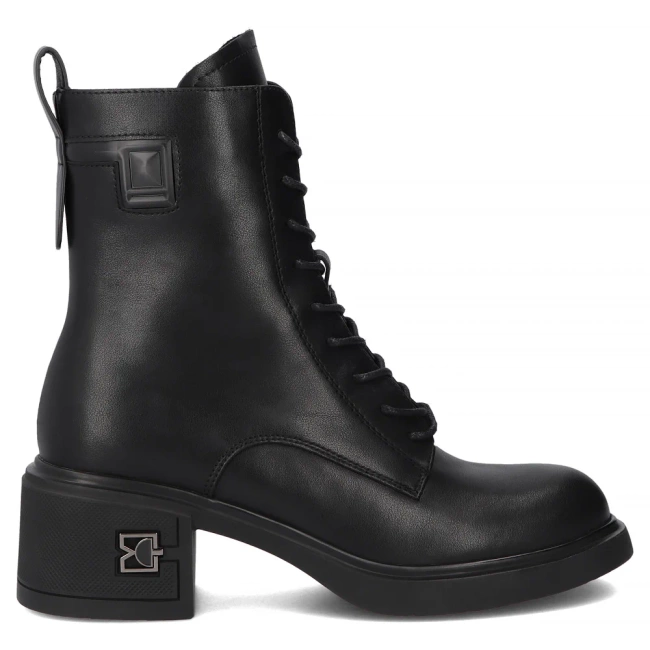 Skórzane botki na obcasie Filippo DBT7188/25 BK czarne