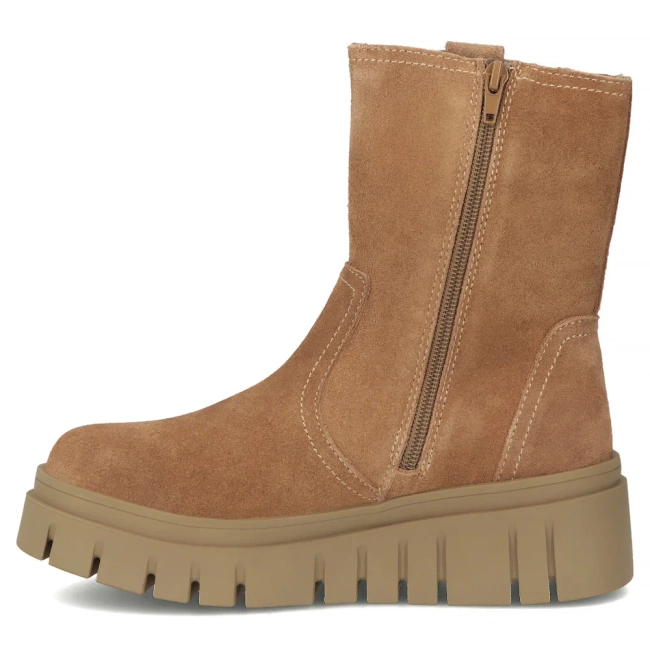 Skórzane botki na platformie Filippo DBT7262/25 CA brązowe