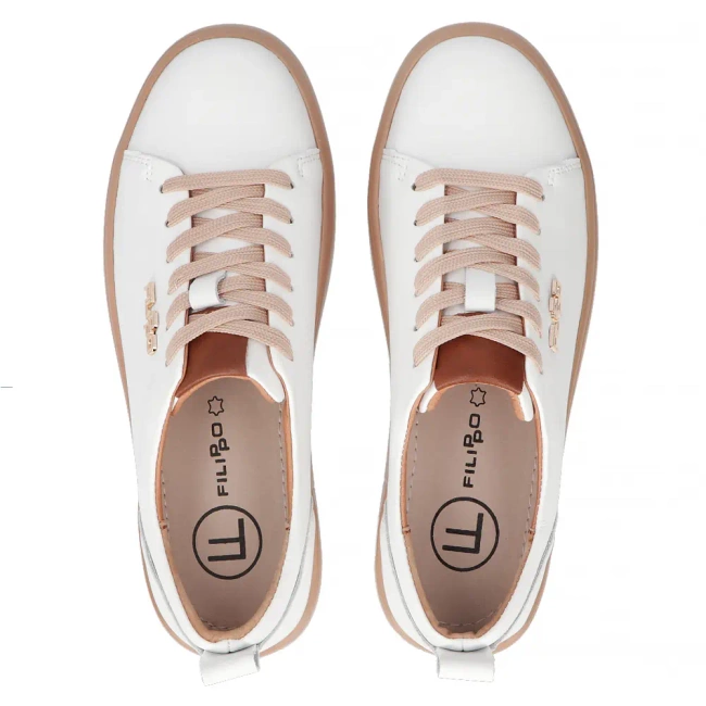 Leather sneakers Filippo DP6117/25 WH BE white-beige