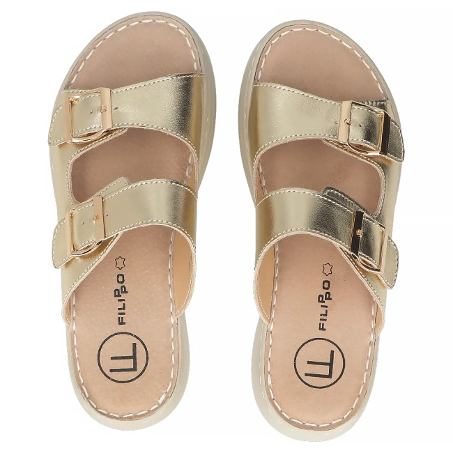 Skórzane klapki Filippo DK7044/25 GO złote