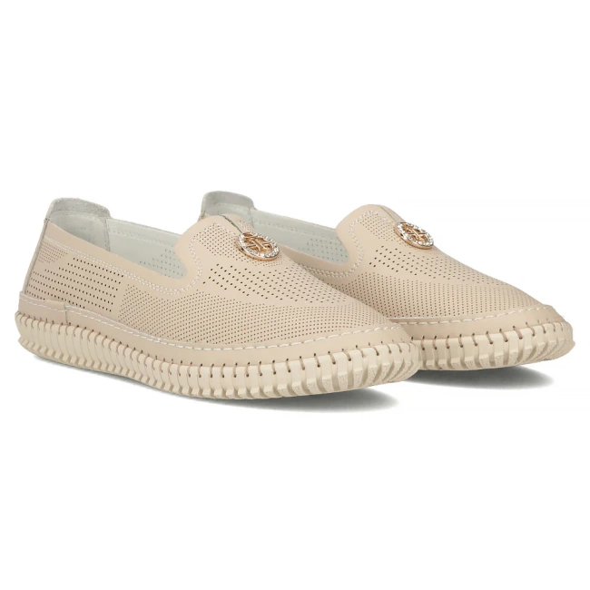 Skórzane półbuty Filippo DP6838/25 BE beżowe