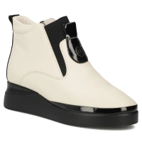 Skórzane botki na platformie Filippo DBT7392/25 BE beżowe