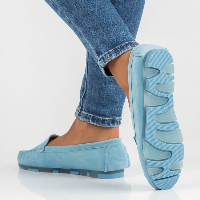 Skórzane mokasyny Filippo DP2037/23 BL niebieskie