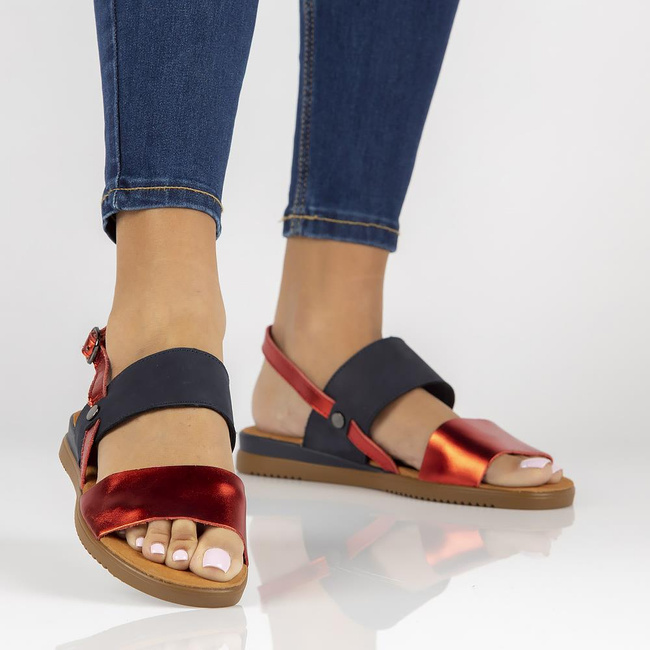 Leather sandals Filippo DS3601/22 RD NV red and navy