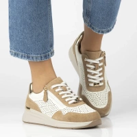 Skórzane sneakersy Filippo DP7101/25 WH BE biało beżowe