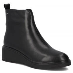 Skórzane botki na koturnie Filippo DBT7446/25 BK czarne