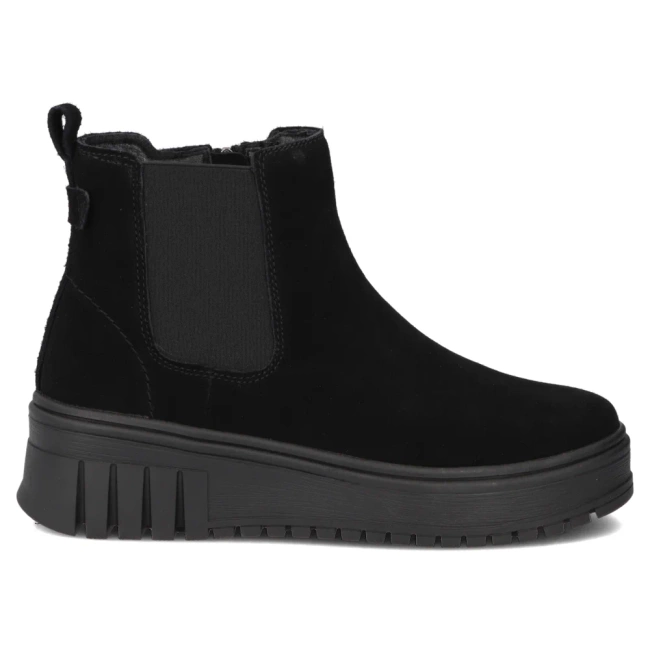 Skórzane botki na platformie Filippo DBT7279/25 BK czarne