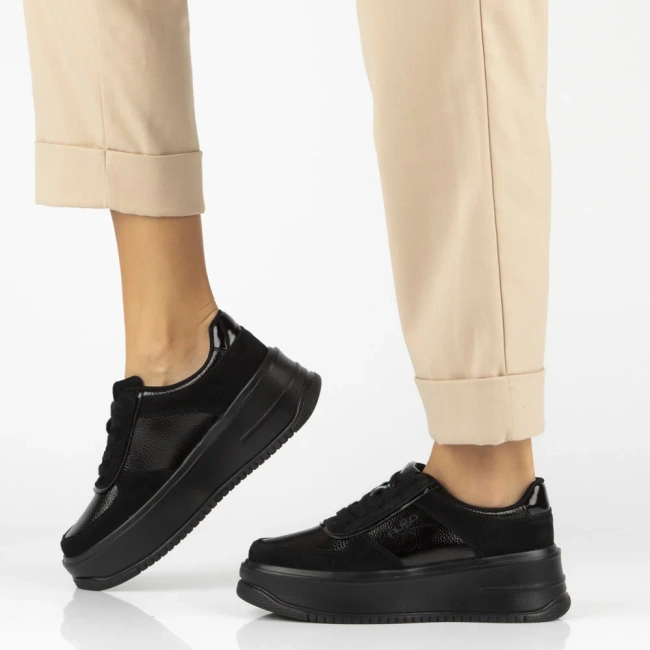 Skórzane sneakersy Filippo DP7124/25 BK czarne