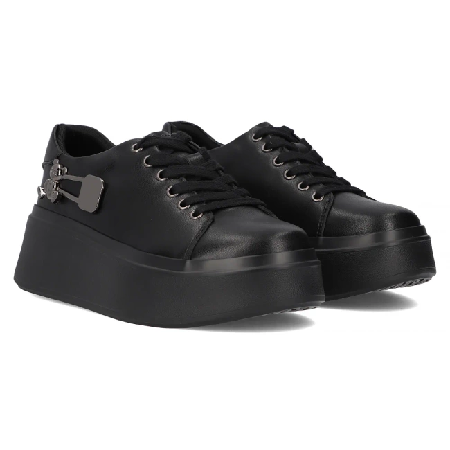 Leather sneakers Filippo DP6423/25 BK black