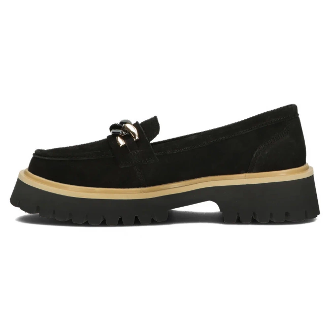 Skórzane półbuty na platformie Filippo DP4589/24 BK czarne