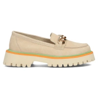 Skórzane półbuty na platformie Filippo DP4589/24 BE beżowe