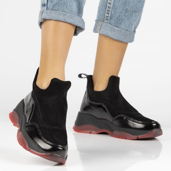 Skórzane półbuty na platformie Filippo DP4202/22 BK czarne