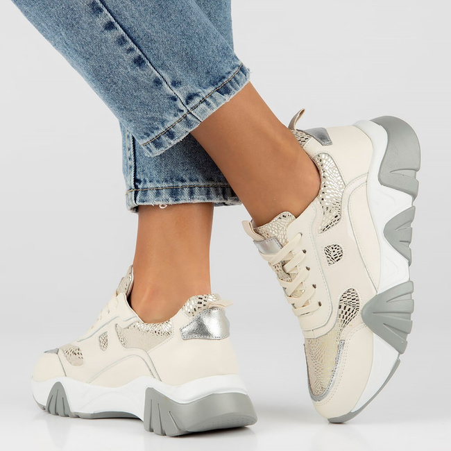 Skórzane sneakersy Filippo DP4516/23 BE beżowe