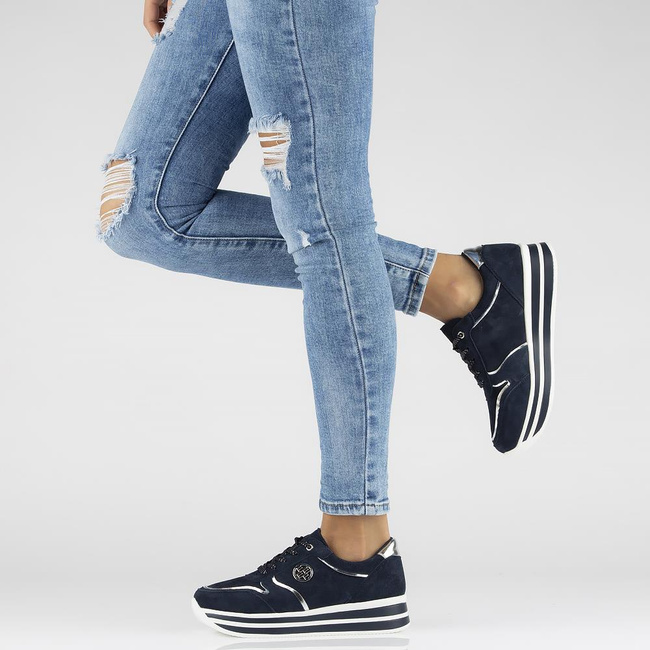 Skórzane Sneakersy Filippo DP3682/22 NV granatowe