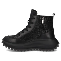 Skórzane botki na platformie Filippo DBT7138/25 BK czarne