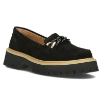 Skórzane półbuty na platformie Filippo DP4589/24 BK czarne