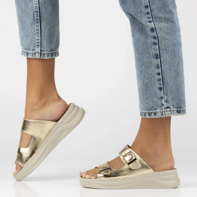 Leather flip-flops Filippo DK7044/25 GO gold