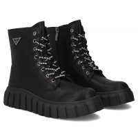 Skórzane trzewiki Filippo DBT7257/25 BK czarne