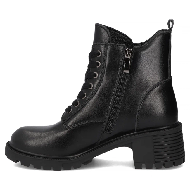 Skórzane botki na obcasie Filippo DBT7133/25 BK czarne