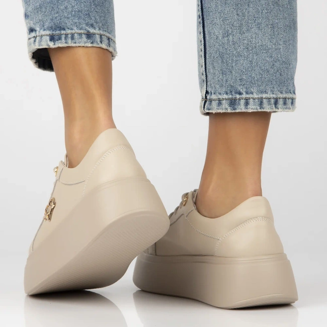 Skórzane sneakersy Filippo DP6058/25 BE H beżowe