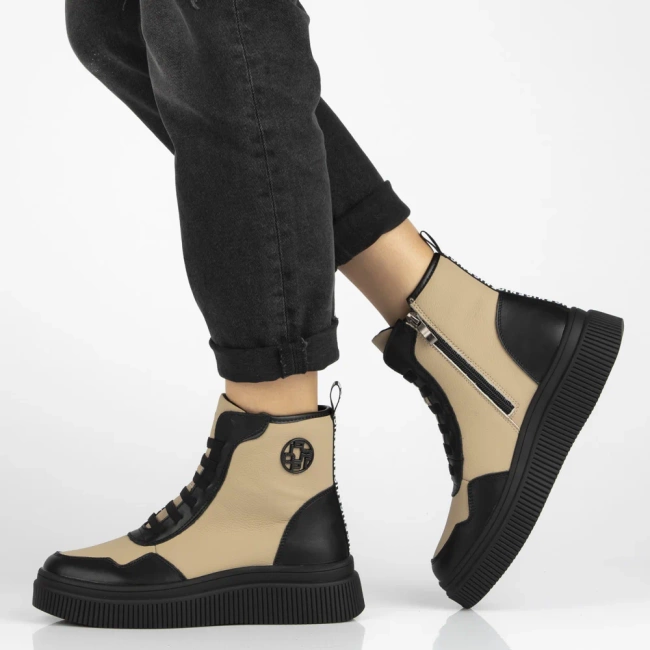 Leather ankle boots Filippo DBT7298/25 BE BK beige