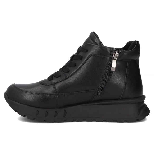 Skórzane botki na platformie Filippo DBT7145/25 BK czarne