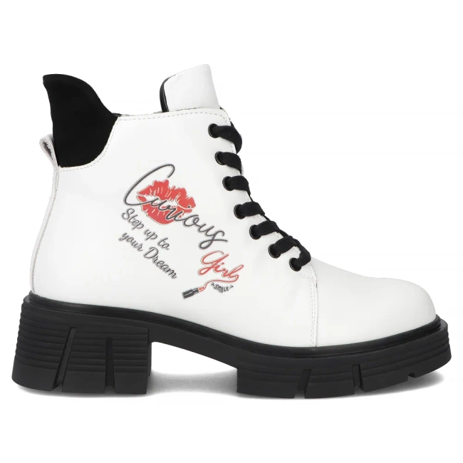 Skórzane botki na obcasie Filippo DBT7147/25 WH białe